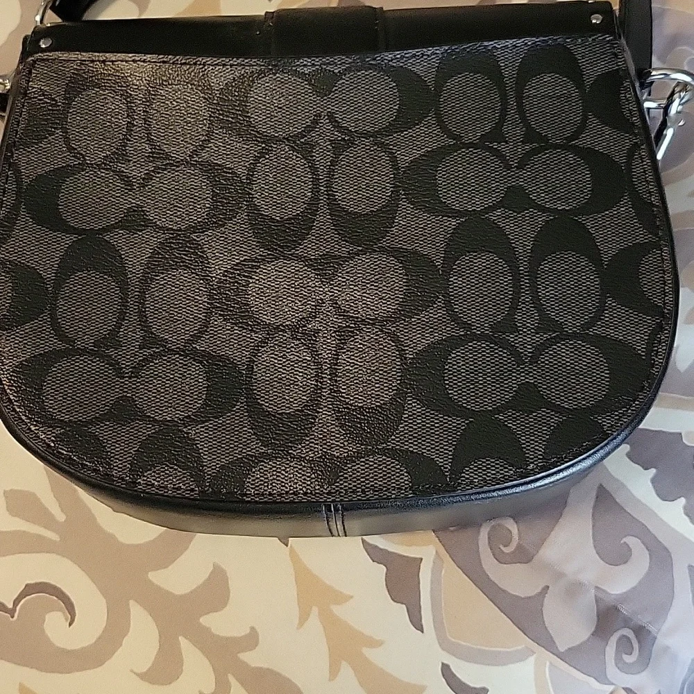 Coach Black and Gray Women's Crossbody Saddlebag NWOT - Picture 3 of 8